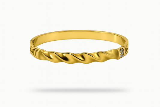 Twist Rope Design Gold Kada with Crystal Accents | Anti-Tarnish Festive Wear - Gift Era Shore