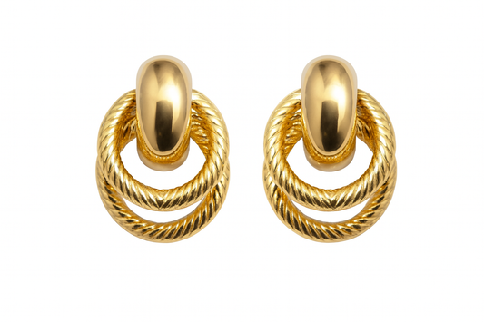 Rope Texture Gold Hoop Earrings | Anti-Tarnish Festive Jewellery - Gift Era Shore