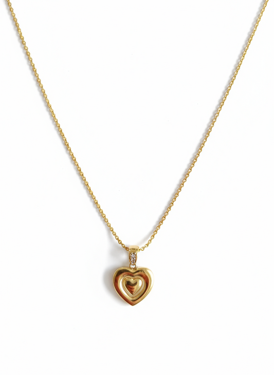 Golden Double Heart Pendant Necklace