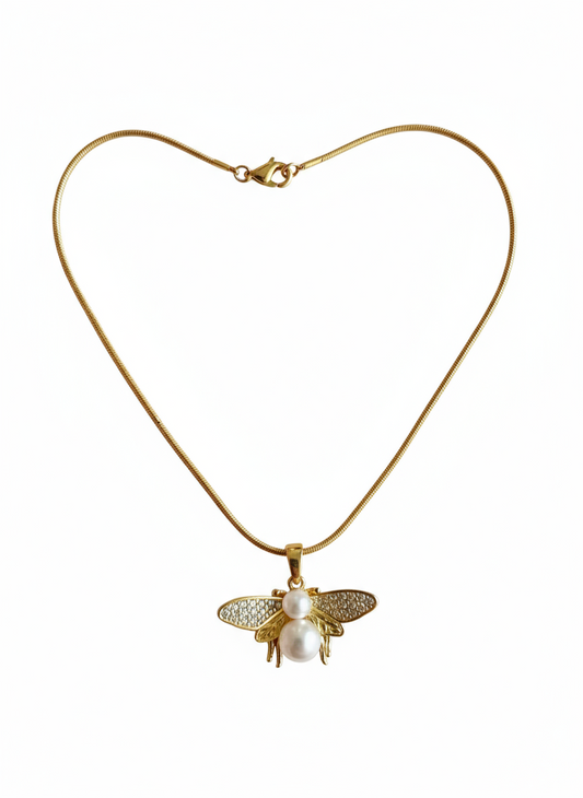 Pave Crystal Bee Pendant Necklace