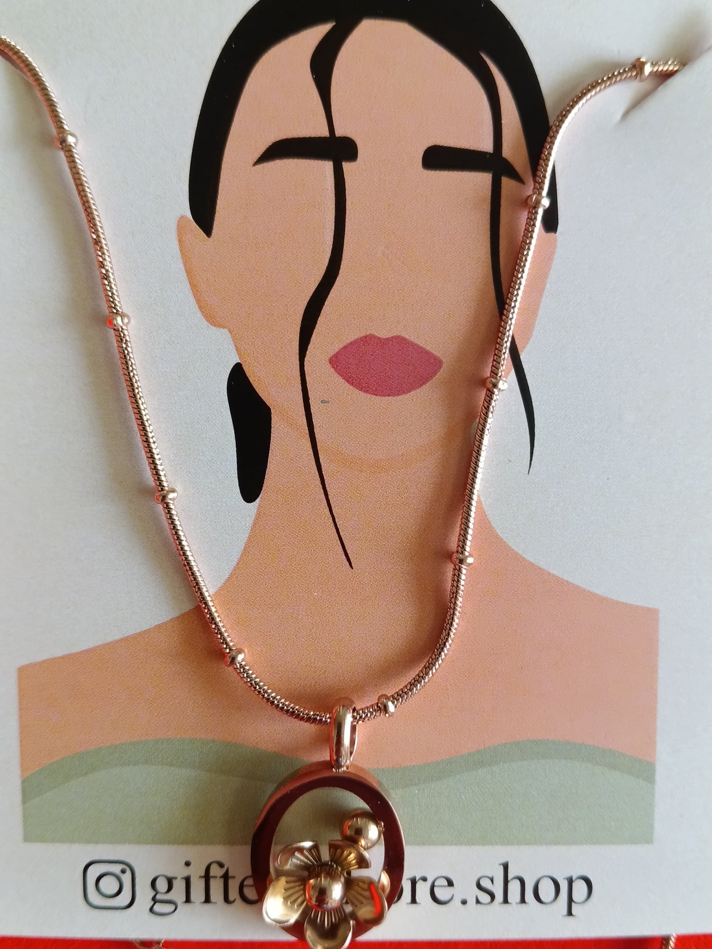 Rose Gold Flower Ring Pendant Necklace