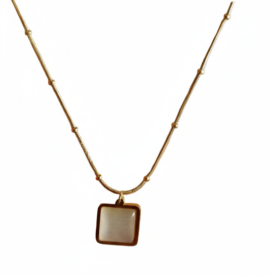 Square Mother of Pearl Pendant Necklace