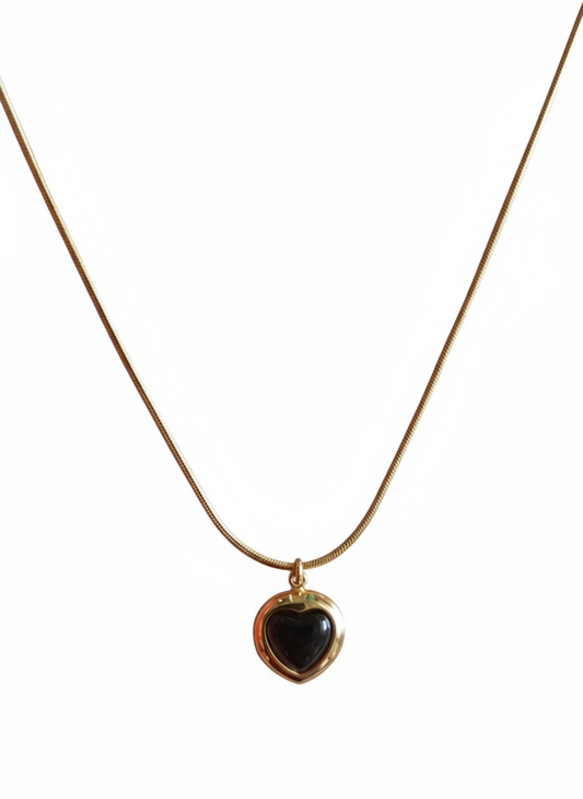 Dark Gem Heart Pendant Necklace