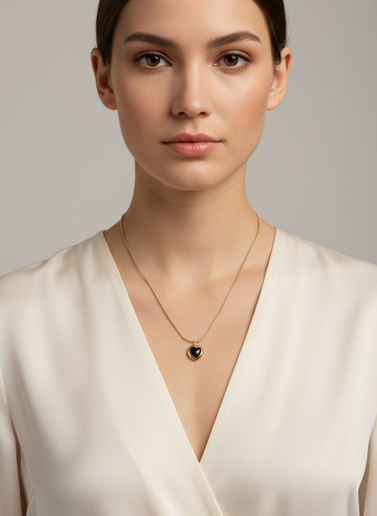 Dark Gem Heart Pendant Necklace