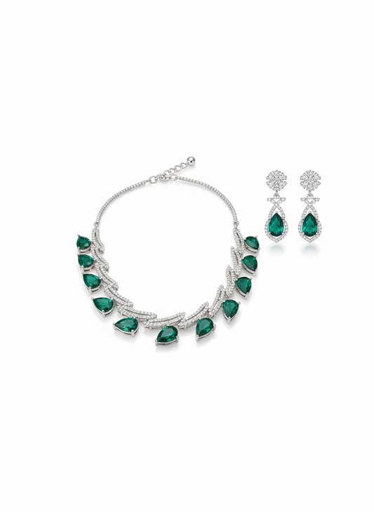 Deep Emerald Green Stone Statement Necklace