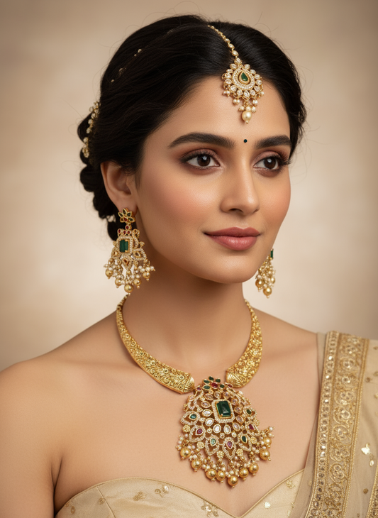 Traditional Gold-Plated Temple Jewelry Set