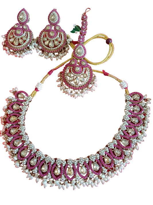 Elegant Kundan & Pearl Choker Set - Multi-Color