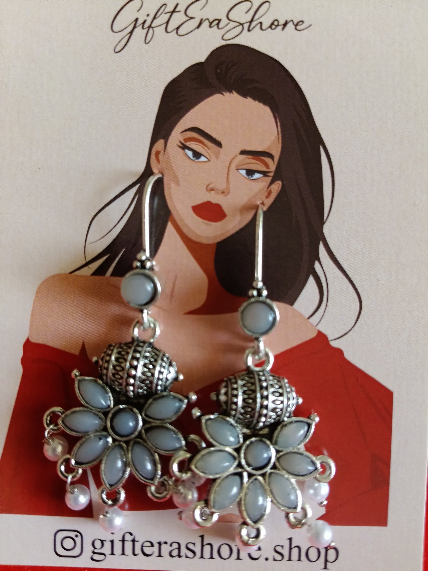 Chic Smoke Grey Flower Jhumka Drop Earrings - Modern Fusion