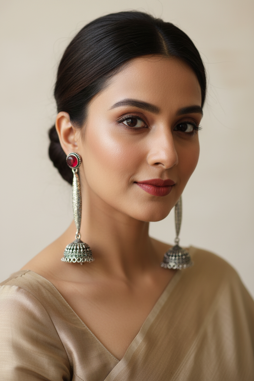 Aqua Blue Contemporary Long Rod Jhumka Danglers