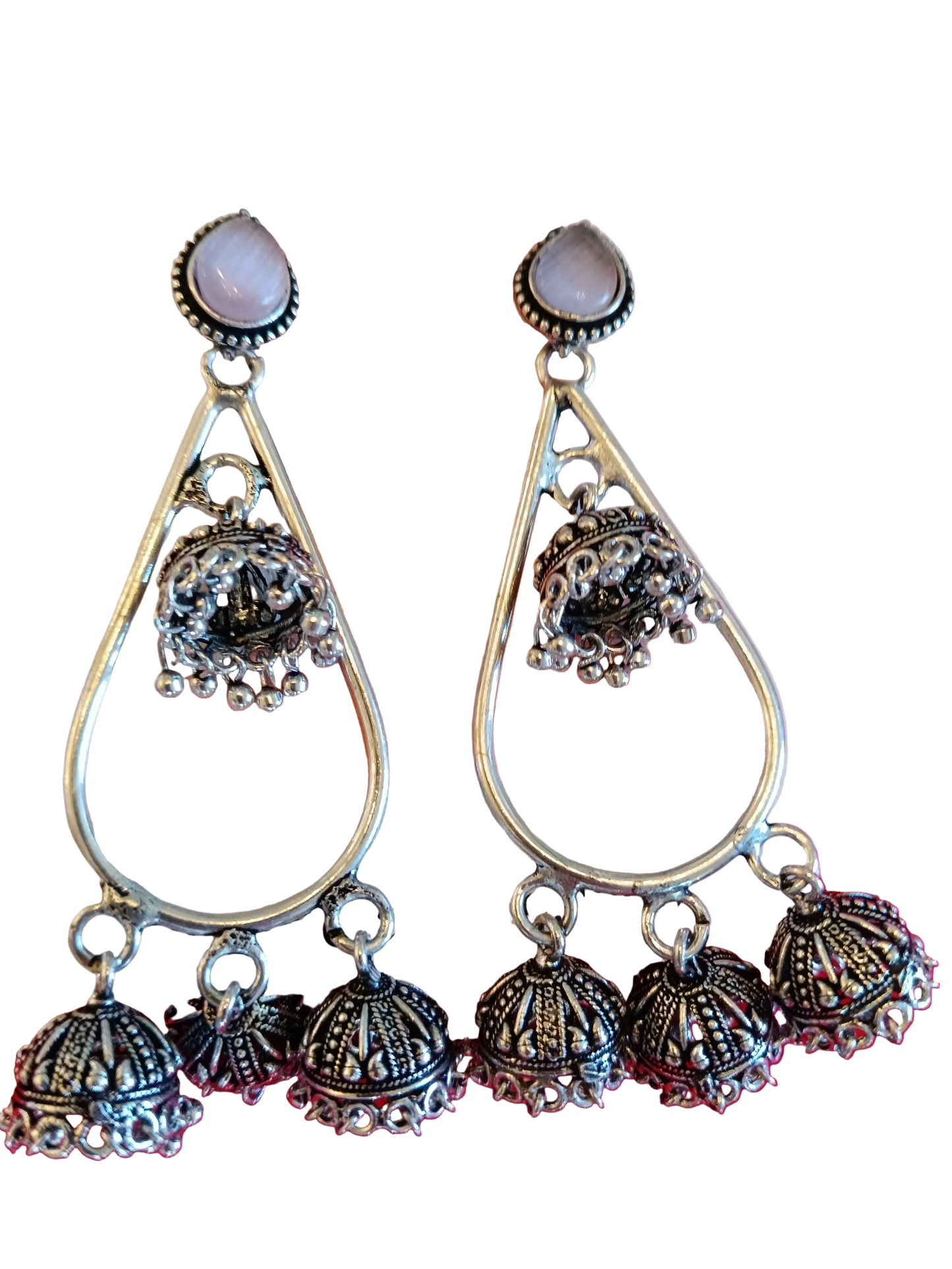 Lavender Open Teardrop Frame Jhumka Dangler Earrings