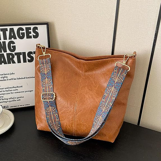 Brown Canvas Leather Sling Bag For Women - Ideal for Nightouts and Casual Wear.