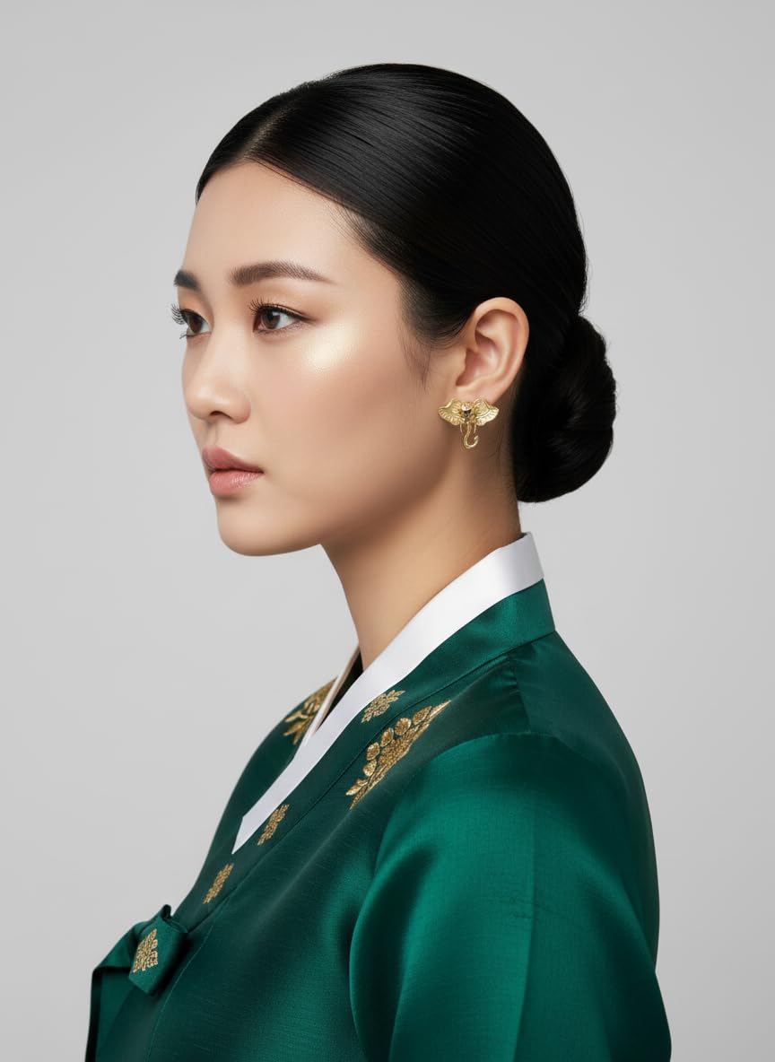 Elegant Korean Style hand painted Elephant Enamel Earrings, Gold-Plated, Anti-Tarnish Finish