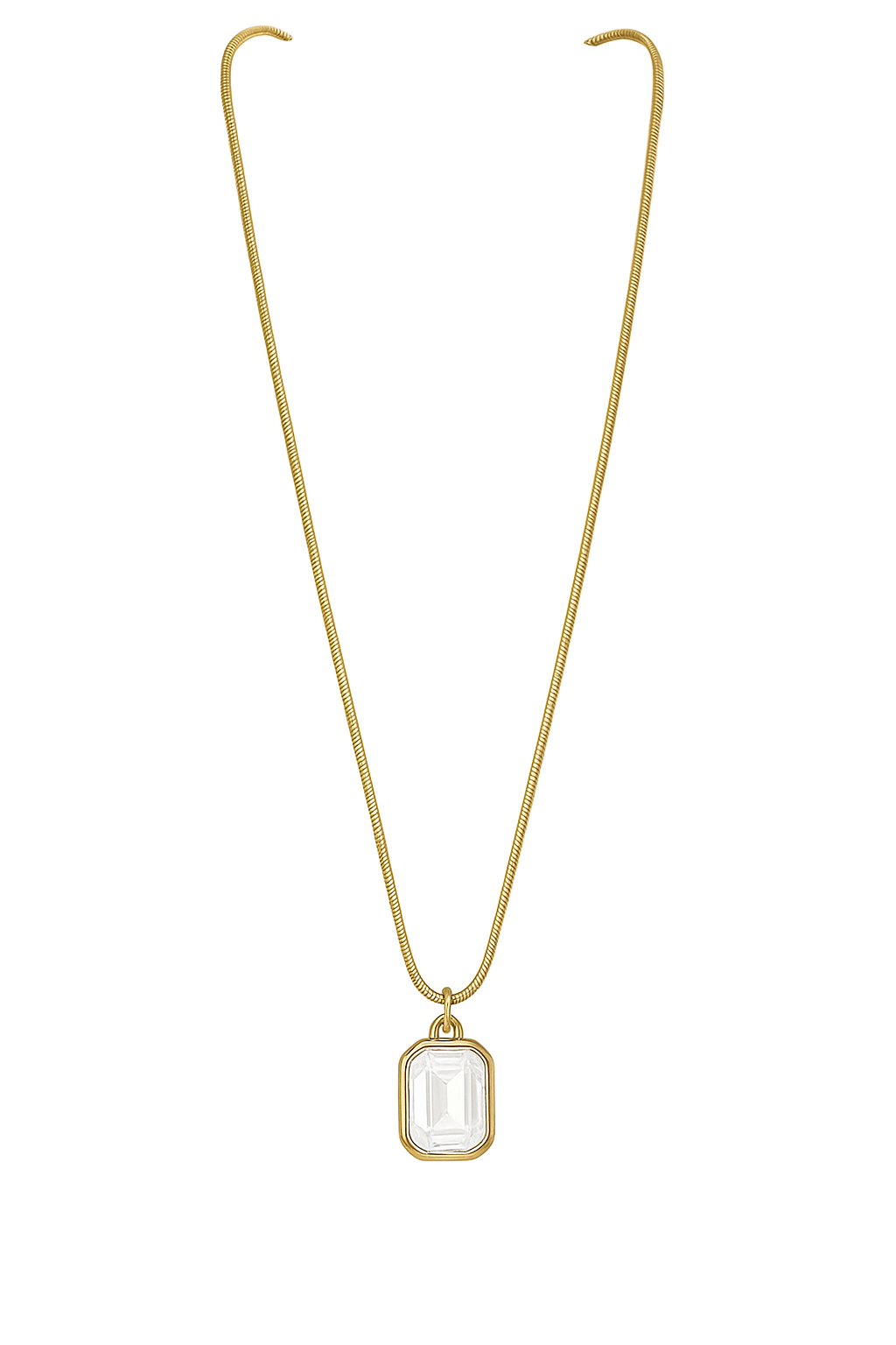 Korean Minimalist Gold Plated Rectangle Crystal Pendant Necklace - Gift Era Shore
