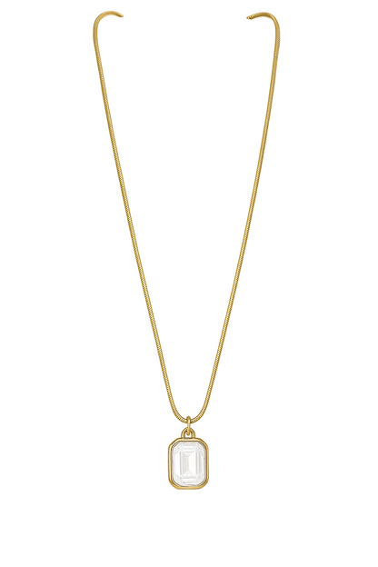 Korean Minimalist Gold Plated Rectangle Crystal Pendant Necklace - Gift Era Shore