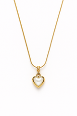 Korean Gold Plated Heart Pendant Necklace with White Enamel – Anti-Tarnish - Gift Era Shore