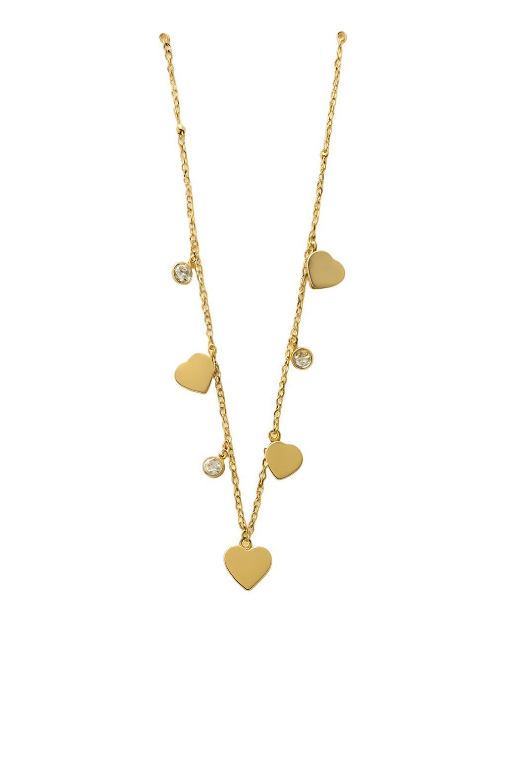 Gold Plated Anti-Tarnish Multi Heart Pendant Necklace with Crystal Charms - Gift Era Shore