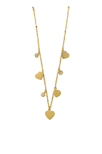 Gold Plated Anti-Tarnish Multi Heart Pendant Necklace with Crystal Charms - Gift Era Shore