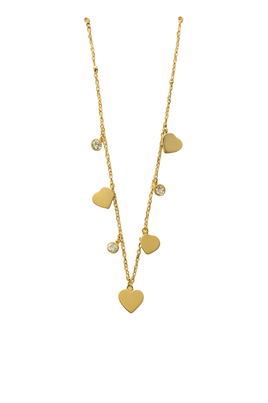 Gold Plated Anti-Tarnish Multi Heart Pendant Necklace with Crystal Charms - Gift Era Shore