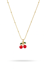 Korean Cherry Pendant Necklace – Cute & Trendy Gold Chain Jewelry - Gift Era Shore
