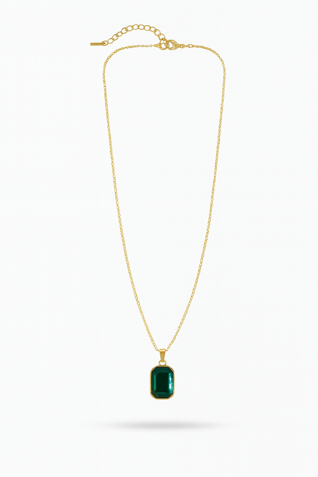 Elegant Korean Anti-Tarnish Necklace with Green Crystal Pendant - Gift Era Shore