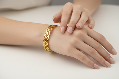 Cutwork Designer Gold Bracelet | Festive Anti-Tarnish Jewellery