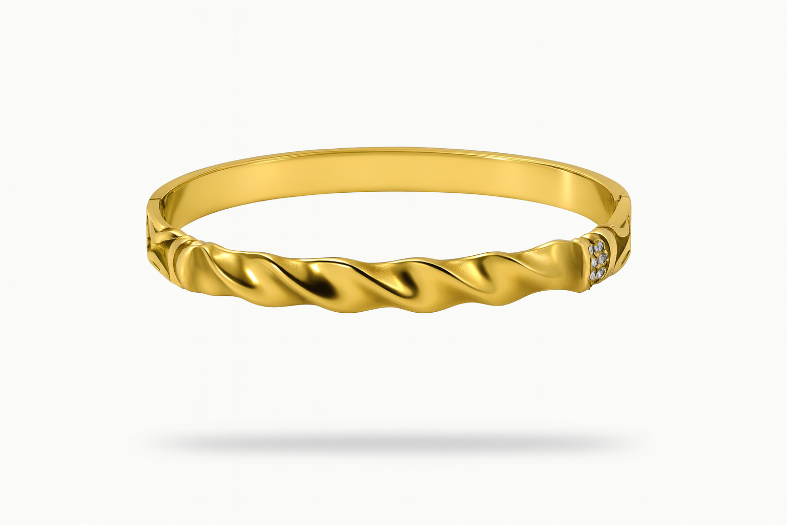 Twist Rope Design Gold Kada with Crystal Accents | Anti-Tarnish Festive Wear - Gift Era Shore