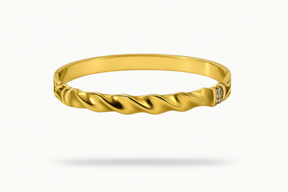 Twist Rope Design Gold Kada with Crystal Accents | Anti-Tarnish Festive Wear - Gift Era Shore