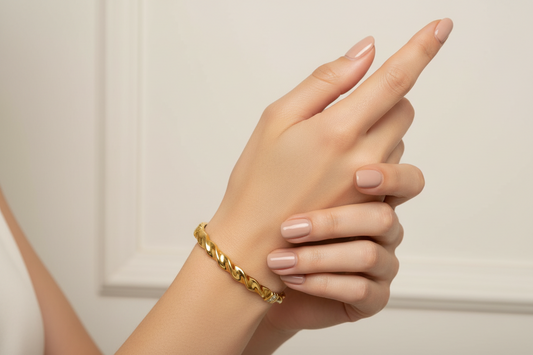 Twist Rope Design Gold Kada with Crystal Accents | Anti-Tarnish Festive Wear