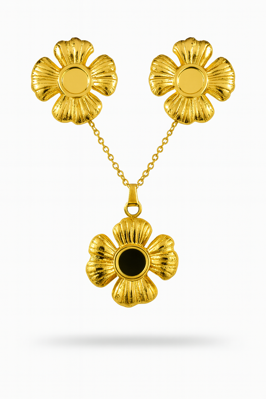 Floral Gold Pendant & Earrings Set | Anti-Tarnish Festive Jewellery - Gift Era Shore