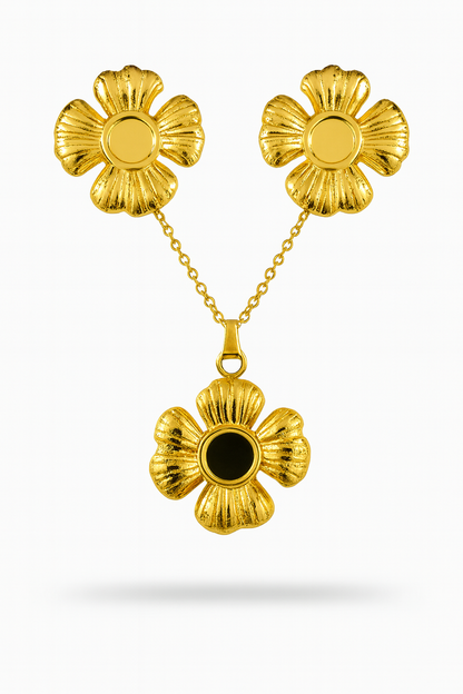 Floral Gold Pendant & Earrings Set | Anti-Tarnish Festive Jewellery - Gift Era Shore