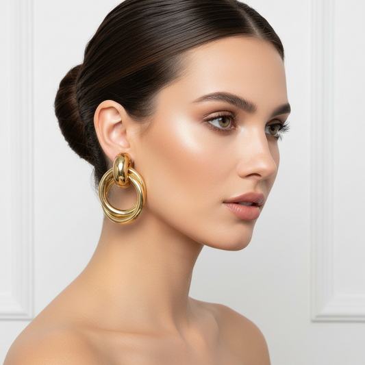 Statement Double Hoop Gold Earrings | Anti-Tarnish Jewellery