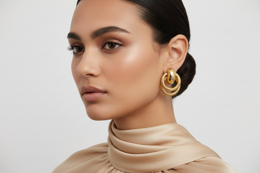 Rope Texture Gold Hoop Earrings | Anti-Tarnish Jewellery