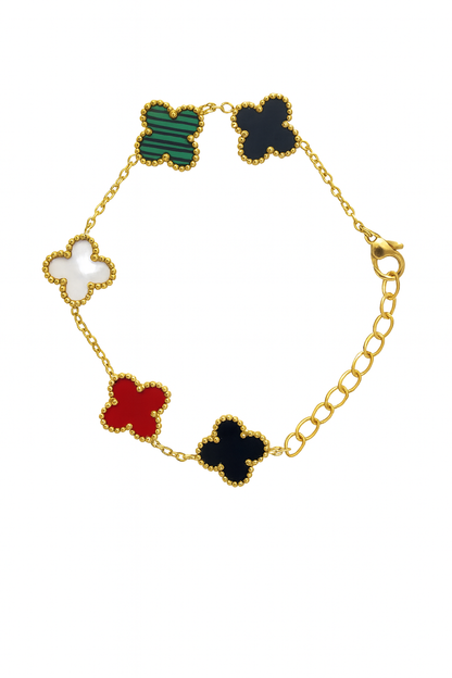 Multi-Color Clover Charm Gold Bracelet | Anti-Tarnish Festive Jewellery - Gift Era Shore