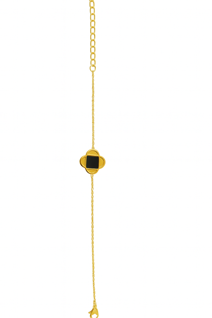 Clover Motif Black Enamel Gold Bracelet | Anti-Tarnish Festive Jewellery - Gift Era Shore