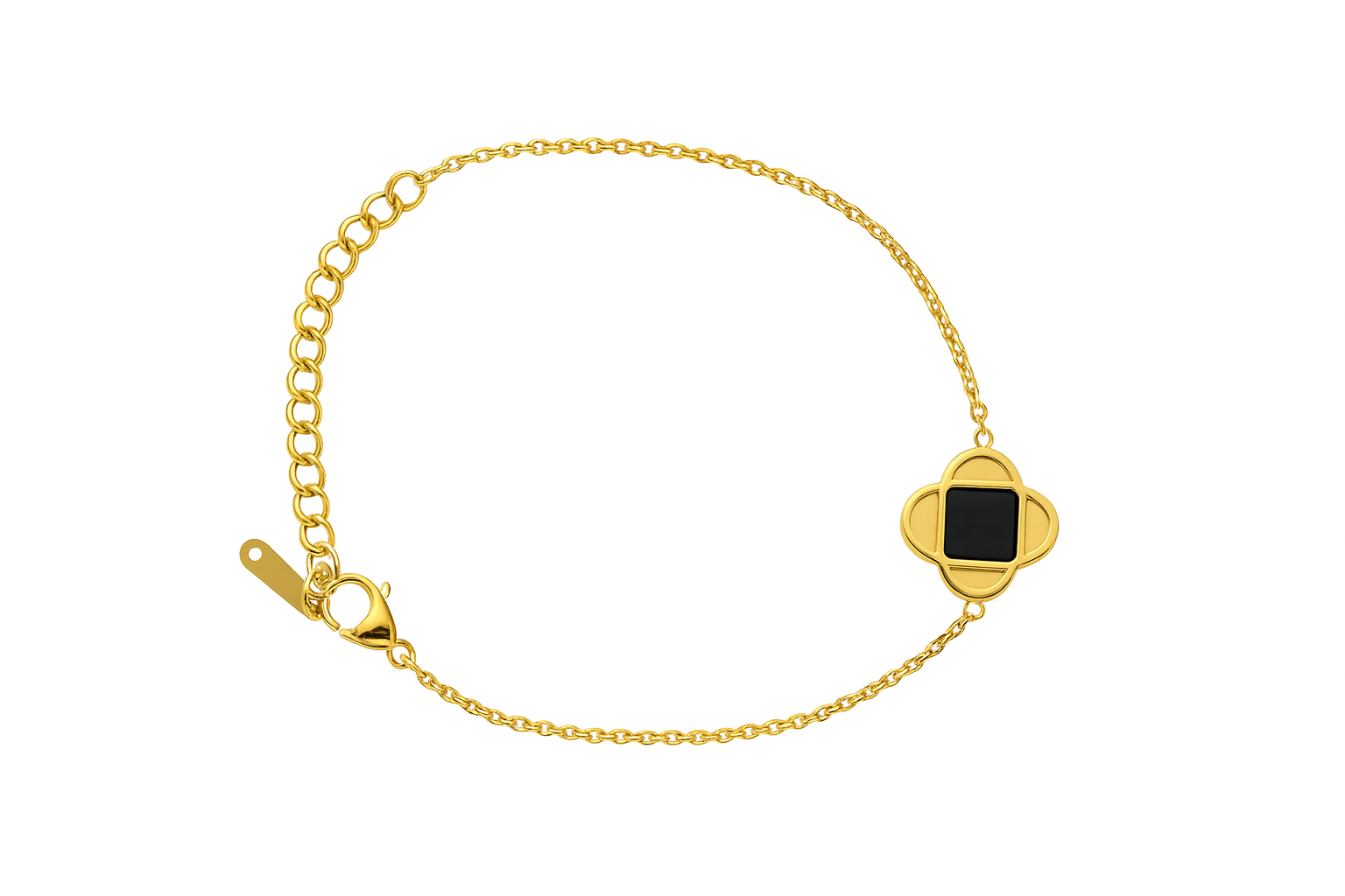 Clover Motif Black Enamel Gold Bracelet | Anti-Tarnish Festive Jewellery - Gift Era Shore