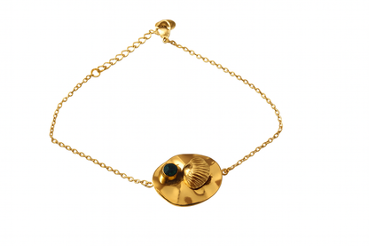Sea Shell Inspired Gold Bracelet with Green Stone | Anti-Tarnish Jewellery - Gift Era Shore