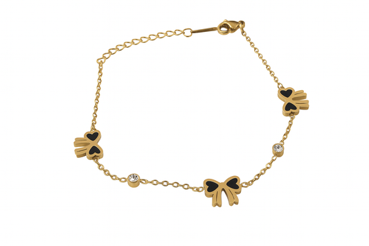 Bow & Heart Motif Gold Bracelet | Anti-Tarnish Festive Jewellery - Gift Era Shore