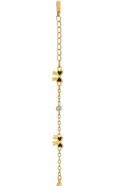 Bow & Heart Motif Gold Bracelet | Anti-Tarnish Festive Jewellery - Gift Era Shore