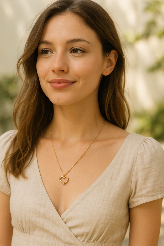 Korean Minimalist Gold Heart Pendant Necklace – Anti-Tarnish Dainty Chain Jewelry for Women & Girls - Gift Era Shore