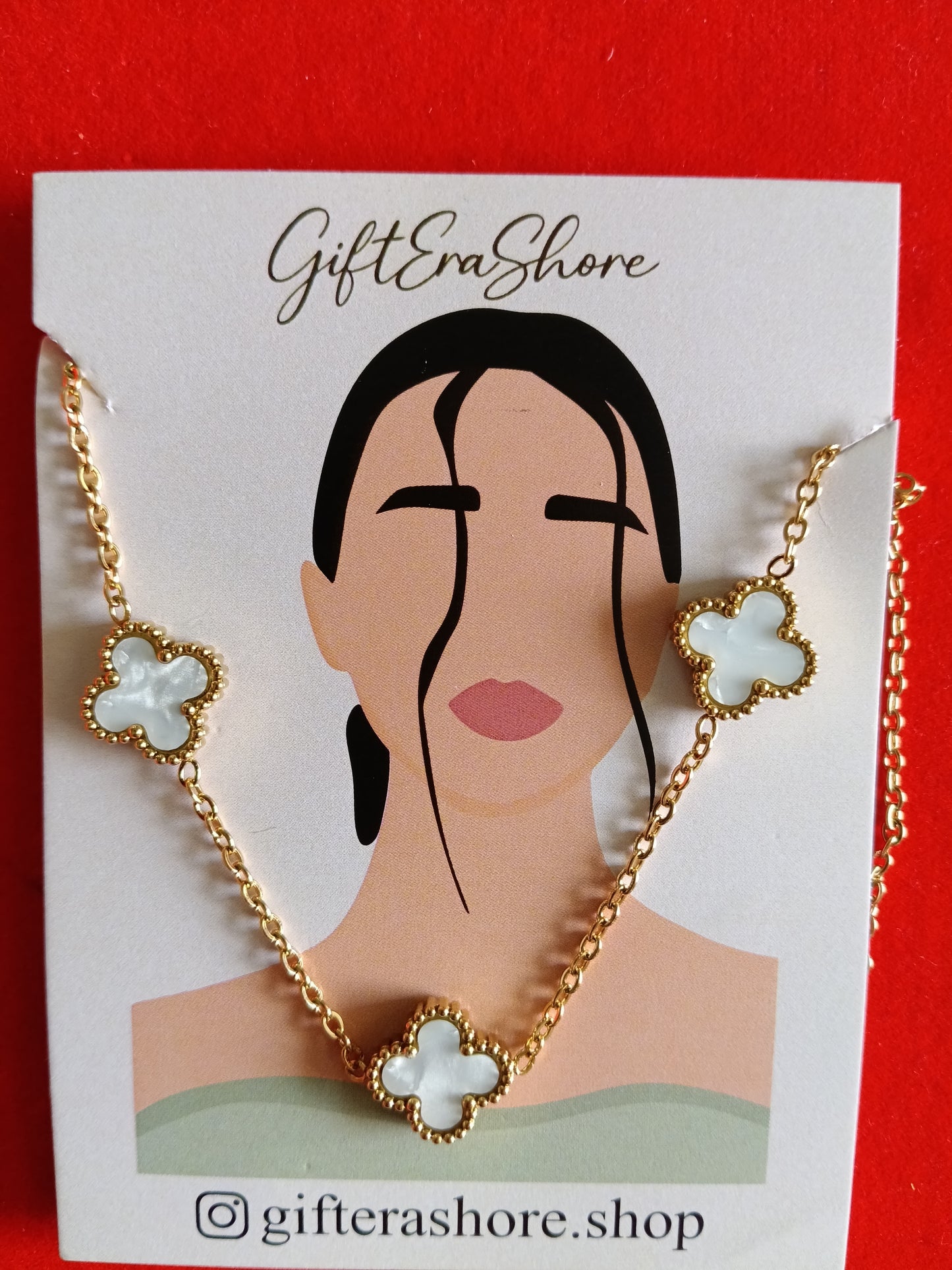 Golden White Clover Anti-Tarnish Necklace - Gift Era Shore