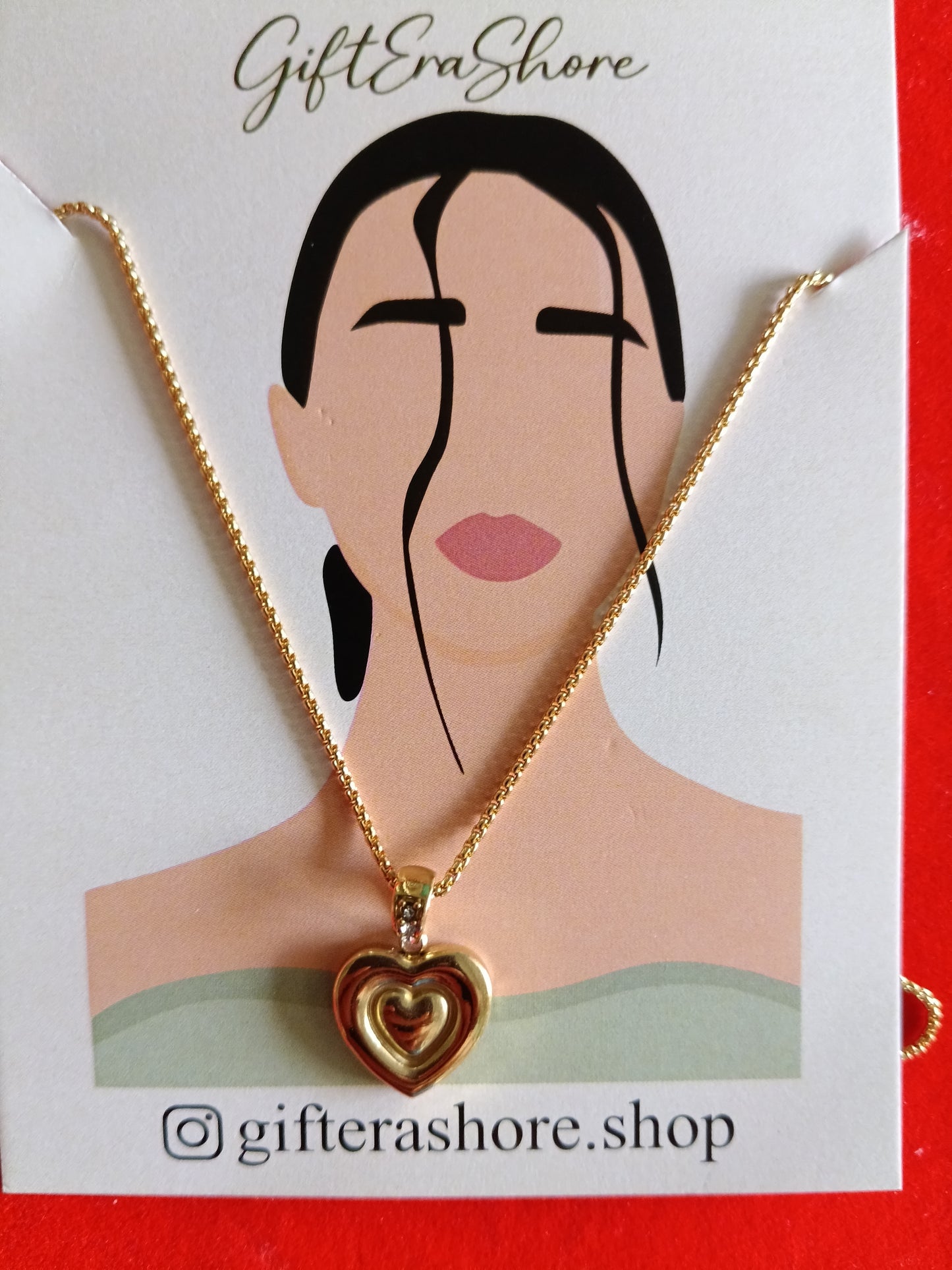 Golden Double Heart Pendant Necklace - Gift Era Shore