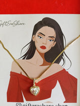 Golden Heart Pendant with Pearl & Floral Detail - Gift Era Shore