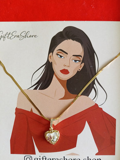 Golden Heart Pendant with Pearl & Floral Detail - Gift Era Shore