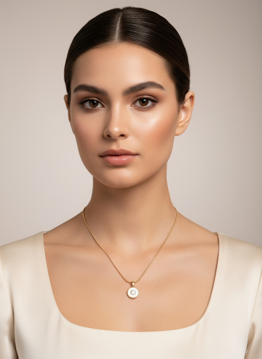 Dainty White Enamel Floral Pendant Necklace