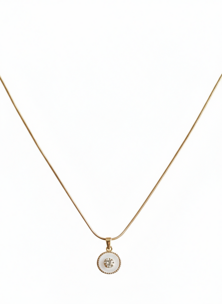 Dainty White Enamel Floral Pendant Necklace