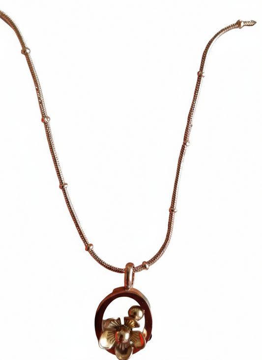 Rose Gold Flower Ring Pendant Necklace