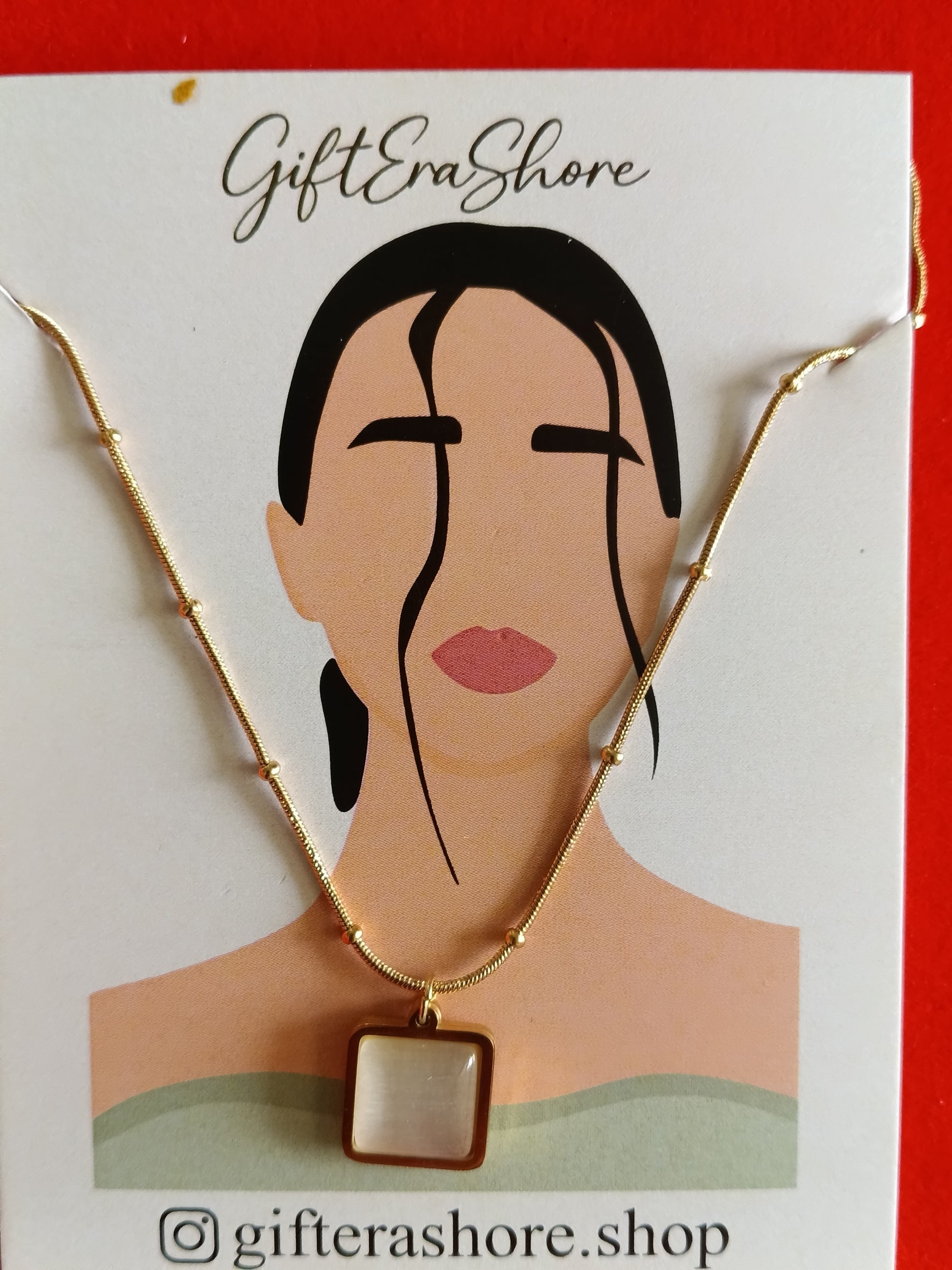 Square Mother of Pearl Pendant Necklace - Gift Era Shore