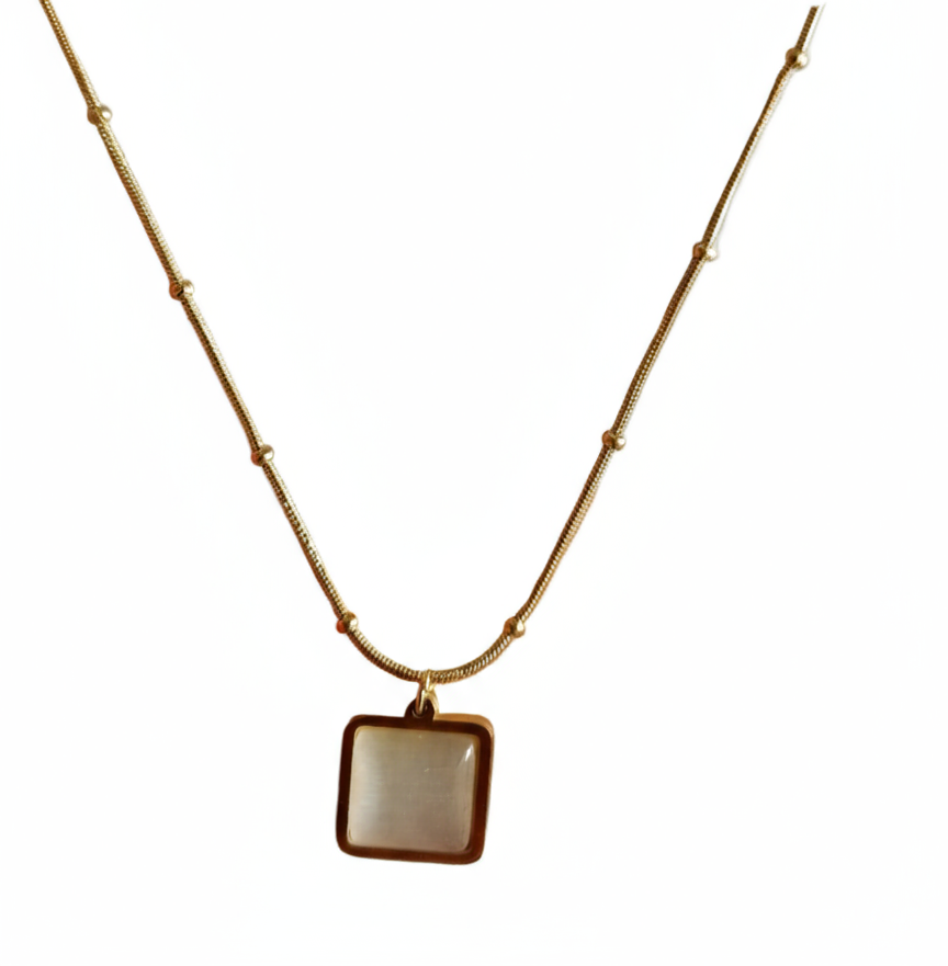 Square Mother of Pearl Pendant Necklace - Gift Era Shore