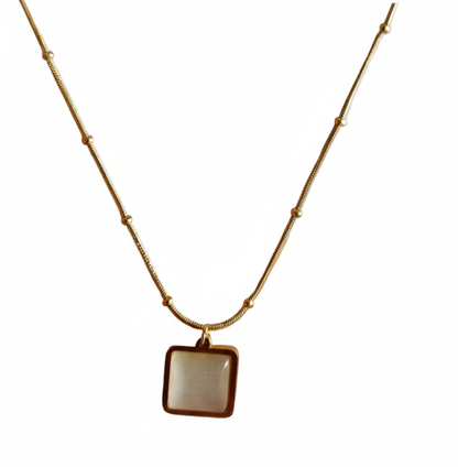 Square Mother of Pearl Pendant Necklace - Gift Era Shore