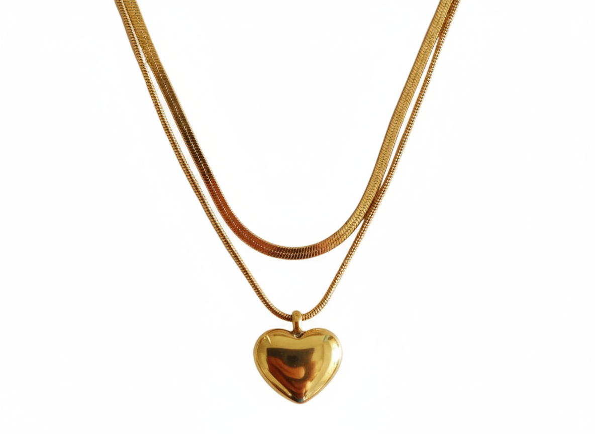 Layered Gold Heart Necklace Set - Gift Era Shore